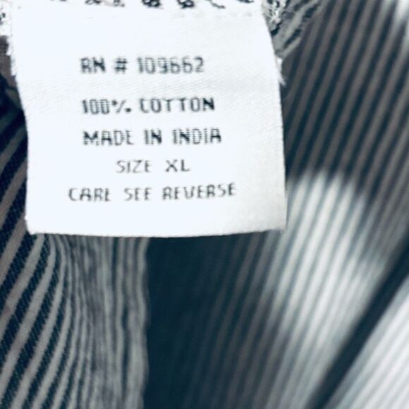 Tulip clothing XL blue & white thin stripe cotton pieced tunic dress w pockets - Picture 10 of 11